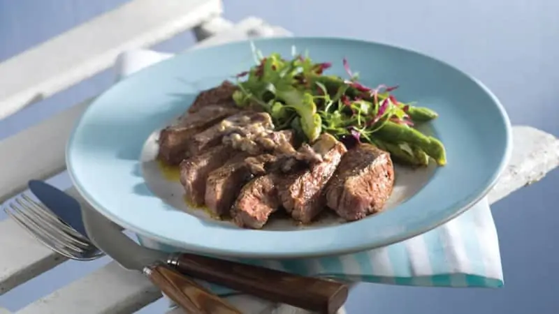 Barbequed Steak with Black Olive Tapenade Butter
