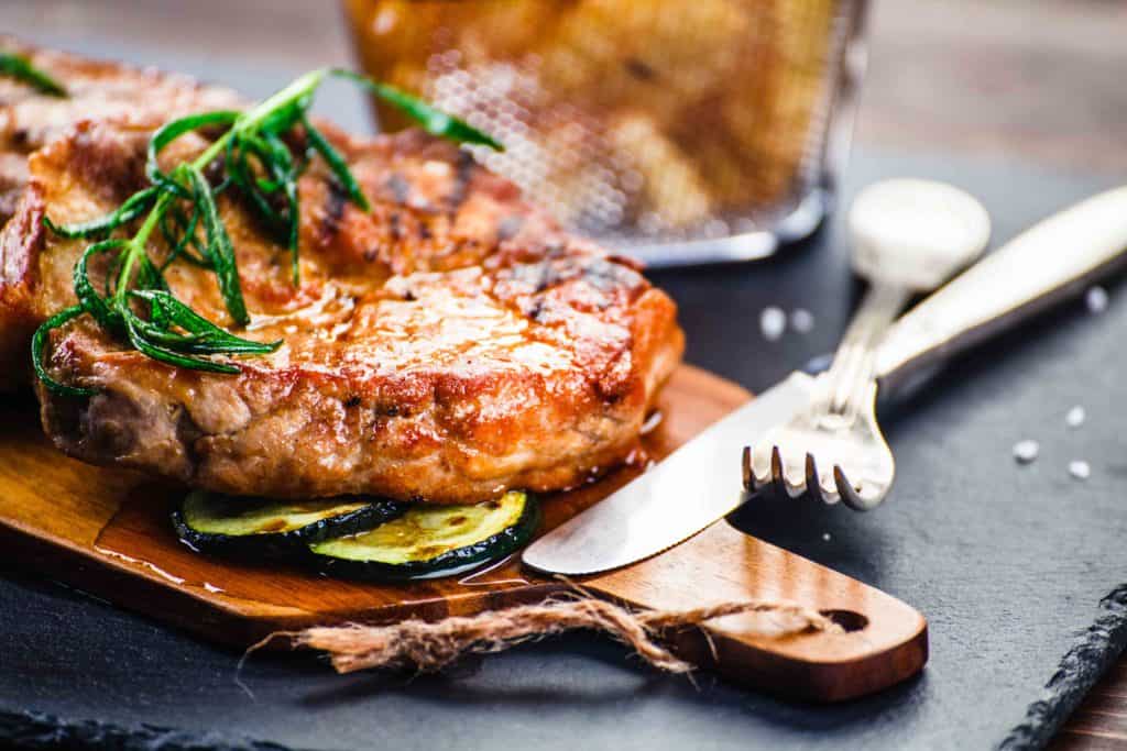 Pork Loin Chops with Plum-glazed Vegetables Recipe - Omak Meats Butcher