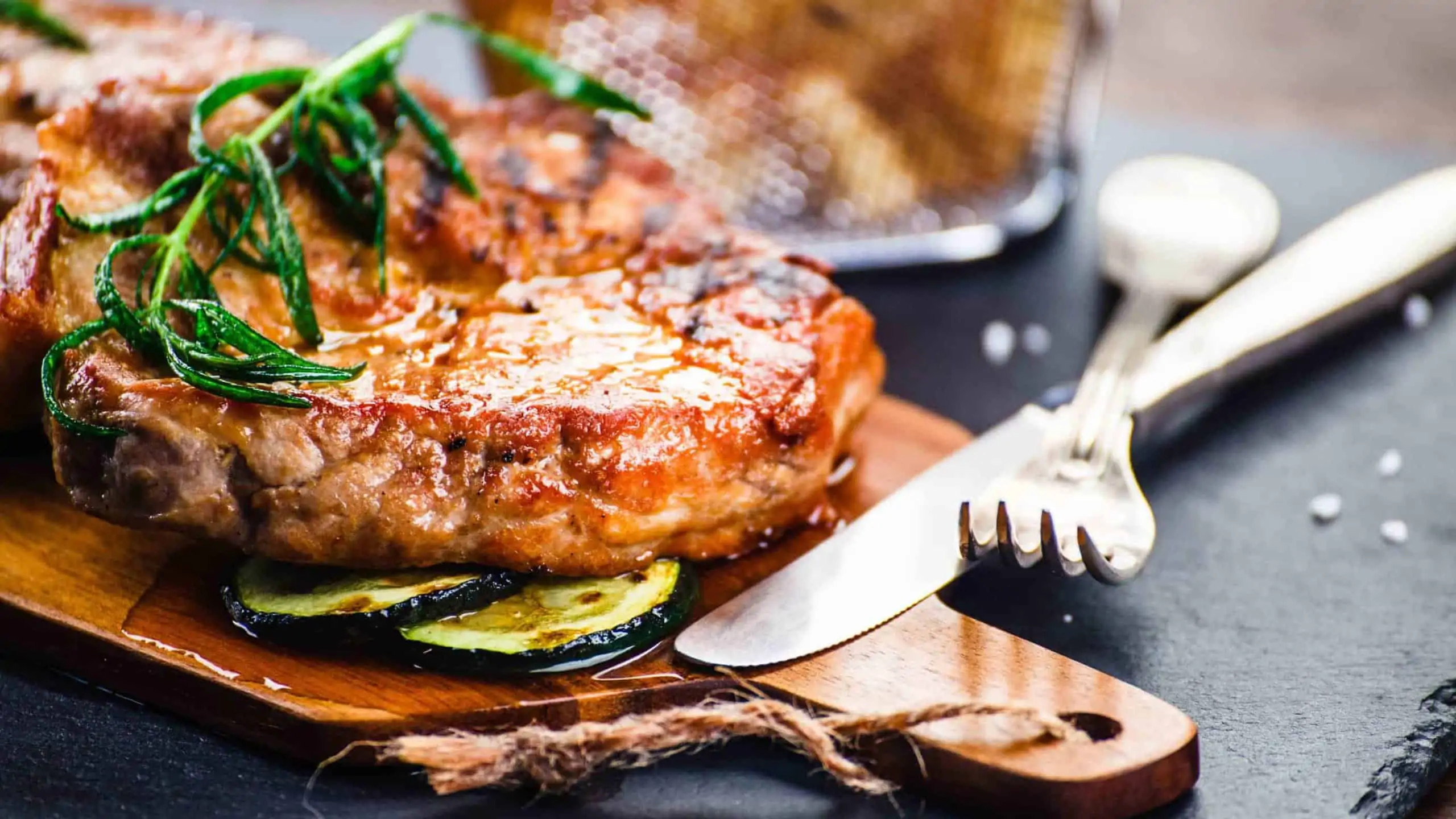 Pork Loin Chops with Plum-glazed Vegetables