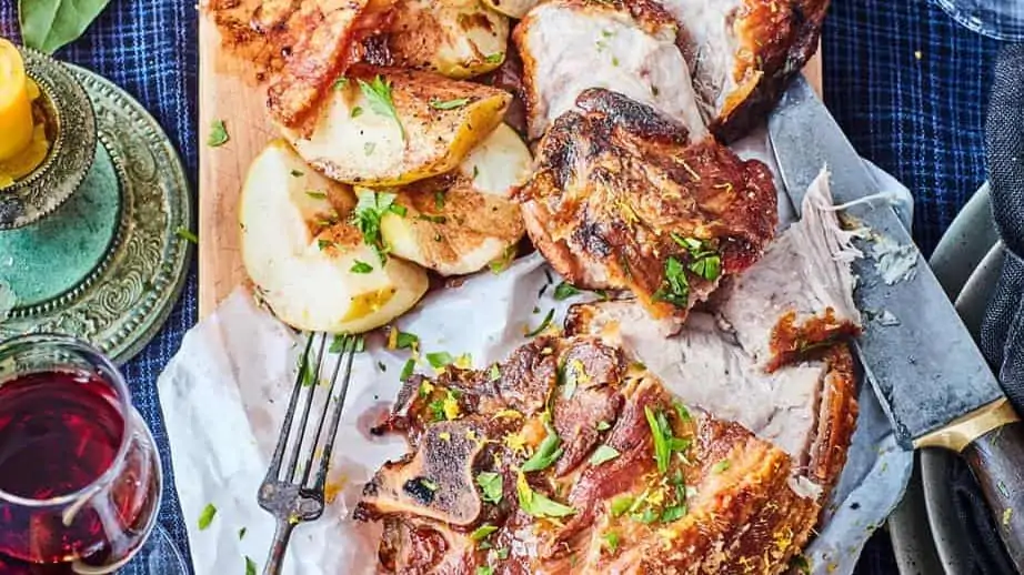 Pork Shoulder with Balsamic Caramelised Apples